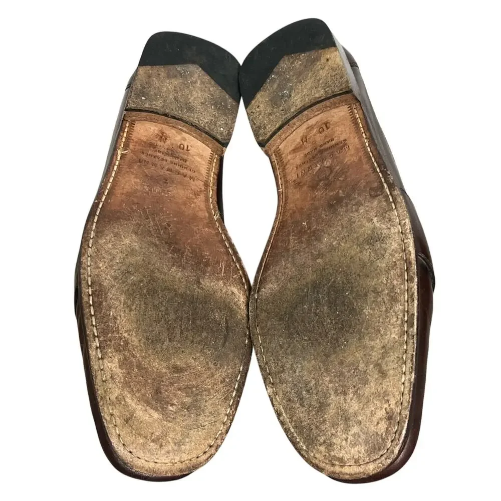 Magnanni Leather Stitched Cognac Loafers Shoes Size 10 M Men’s B759